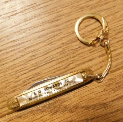 Cuchillo plegable colonial vintage de dos hojas. Publicidad Edward Jr. Montross Va. Foto 1 de 4