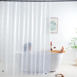 Short Shower Curtain Liner 65 Inch, Pebble Translucent EVA Bath Shower Liners, H - Picture 1 of 12