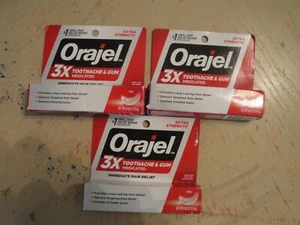 Lot of 3 Orajel 3x Medicated For Toothache & Gum Instant Pain Relief .42oz #K74 - Picture 1 of 1