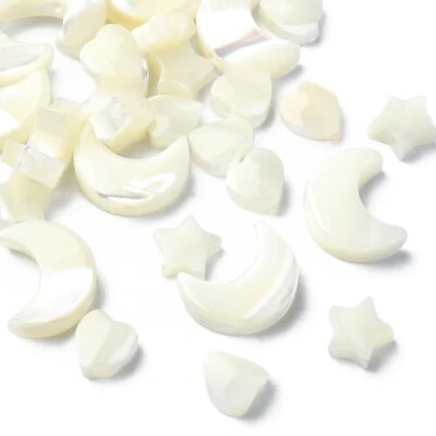 30x Freshwater Shell Moon Star Heart Spacer Bead for DIY Jewelry Bracelet Making - Image 1 of 4