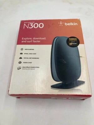 Belkin N300 Wi-Fi N Router 300 Mbps 4-Port 10/100 2.4 GHz Wireless - Image 1 of 4