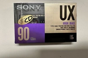 SONY Audiocassette UX 90, Chrome, US-Vers.,neu, OVP, MC, Tape, Typ II, unbenutzt - Bild 1 von 6