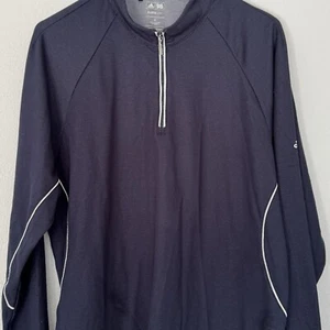 Adidas Golf CLIMALite Men's Med 1/4 Zip Up Navy Blue With White - Picture 1 of 11