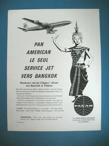 PUBLICITE DE PRESSE PAN AMERICAN Cie AERIENNE LE SEUL SERVICE VERS BANGKOK 1957 - Bild 1 von 1