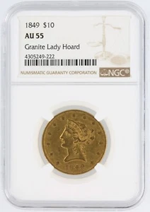 1849 Liberty Gold Eagle NGC AU55 $10 Philadelphia Minted "Granite Lady Hoard" - Picture 1 of 4