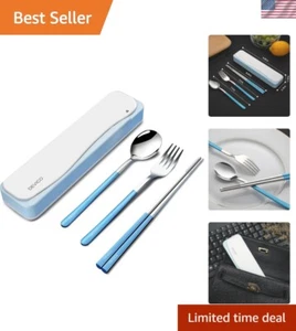 Travel Utensils Set - Stainless Steel Fork, Spoon & Chopsticks with Case - Picture 1 of 7