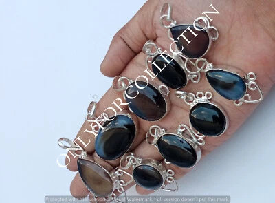 Compra lote de 10 colgantes de diseño enchapados en plata de ley 925 con piedras preciosas de ágata de Botsuana Foto 1 de 4