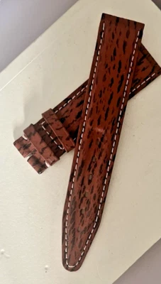 Pulseira de relógio TAG Heuer pele de tubarão 19/18 nova rara feita na Suíça marrom - Imagem 1 de 4