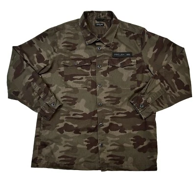 PROJEK RAW Men’s Large Camouflage Twill Trucker Shacket Army Military Jacket - Image 1 of 4