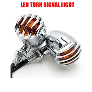 4X Chrome LED Turn Signal Indicator Light Harley chopper bobber custom yamaha - Picture 1 of 3