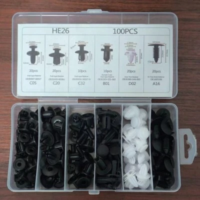 For 100X Pezzi Rivetti in Plastica per Auto Clip di Fissaggio per Clip - Immagine 1 di 4