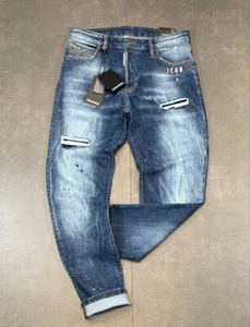 New DSQ2 Cool Guy Jean Men's Stretchy Washed Ripped Slim Fit Blue Jeans - Picture 1 of 4