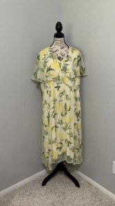 Vero Moda Curve Lined Lemon Cape Dress Double V-Neck Flowy Sleeves Size 22 - Picture 1 of 20