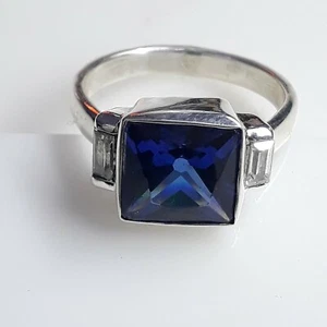 6.25 Carat Natural Blue Sapphire Ring 925 Sterling Silver Handmade unisex Ring  - Picture 1 of 10