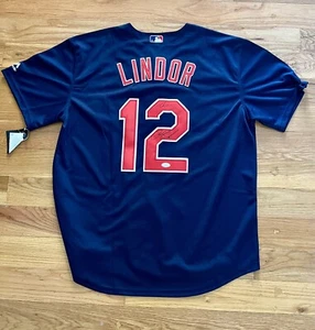 CLEVELAND INDIANS FRANCISCO LINDOR SIGNED JERSEY JSA COA METS AUTHENTIC AUTO - Picture 1 of 3