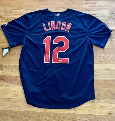 CLEVELAND INDIANS FRANCISCO LINDOR SIGNED JERSEY JSA COA METS AUTHENTIC AUTO - Image 1 of 3