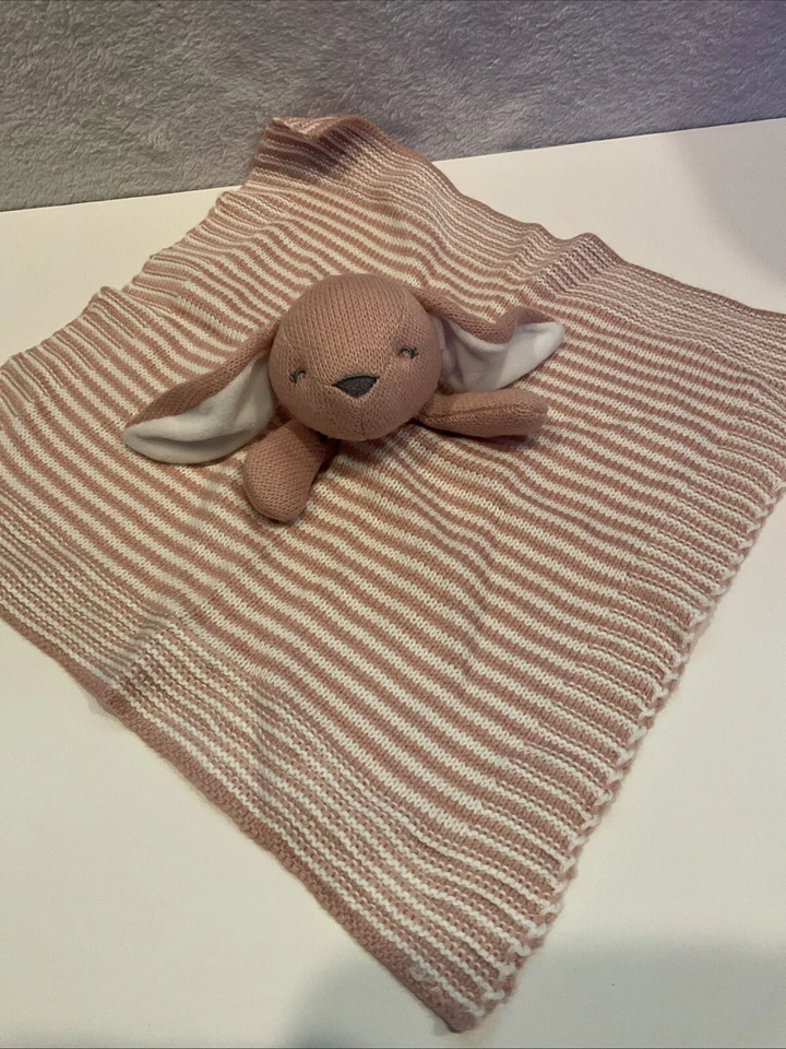 Carter's Knit Rabbit 婴儿安全毯 兔子 粉红色 紫红色 婴儿 爱人 女孩 — 第 1/4 张图片
