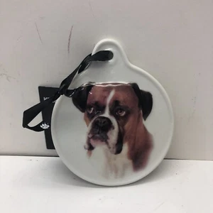 Christmas Ornament Ceramic 3” Boxer Dog - Picture 1 of 2