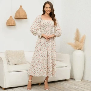 Women  Chiffon Floral Printed Ruffled Long-Sleeve Maternity Dress sz S - Picture 1 of 2