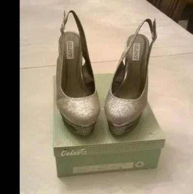 Plataforma recortada Celeste Frieda tacón alto 8, 8,5 y 9 M: brillo plateado Foto 1 de 2