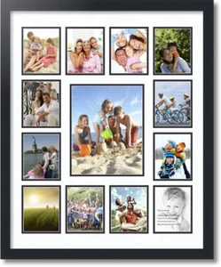 ArtToFrames Collage Mat Picture Photo Frame 13 Openings in Satin Black 378 - Picture 1 of 62
