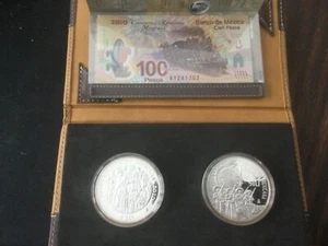 2010 Mexican Revolution 100th Anniv 2 oz Silver Proof Coin & Banknote Set w/ COA - Picture 1 of 8