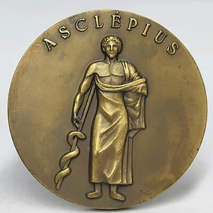 ASCLEPIUS Ancient Greek God of Medicine/ 1976 LISBON UNIVERSITY Bronze Medal - Picture 1 of 5