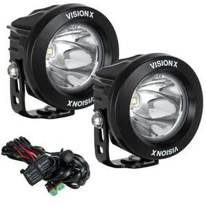 Vision X 3.7" Optimus Round 10º Beam LED Light Kit 2 Lights with Harness - Picture 1 of 7