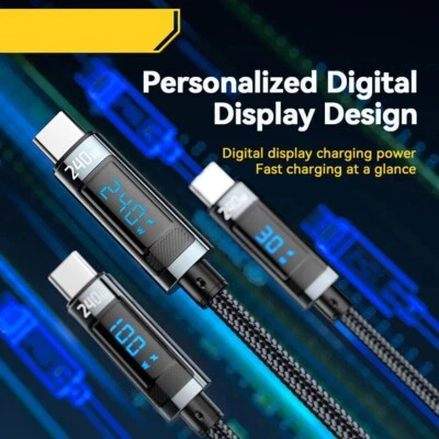 240W USB Type C To USB C Cable 100W PD 3.1 Fast Charging Charger Cable Wire 2M - Image 1 of 4