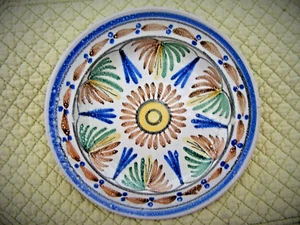 Antique French Faience HB Quimper Geometric Small Plate 5 1/2" - Picture 1 of 6