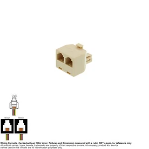 Adapter RJ 11 RJ11 6P4C 4 Pin 2 Way Phone Male Female Telephone Splitter 74131B - Picture 1 of 3