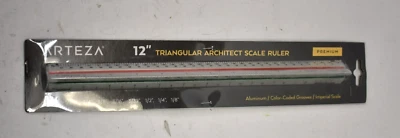 Arteza 12" Triangular Architect Scale Aluminum Color Coded Grooves Imperial - Image 1 of 4