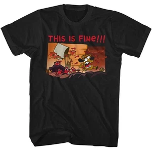 This Is Fine Chased Black Meme Shirt - Picture 1 of 3