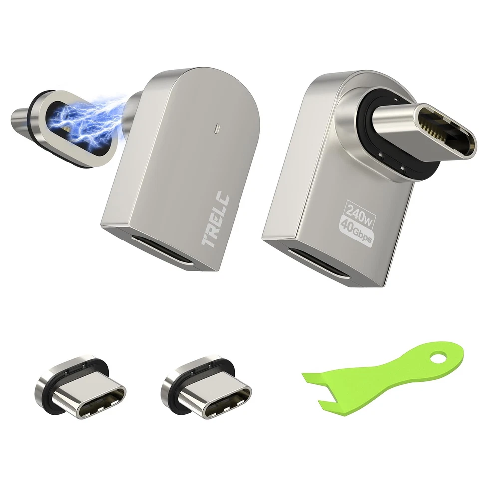 240W USB C Magnetic Adapter 2 Pack, with 4 Connectors, Right Angle USB-C Male... - Image 1 of 4