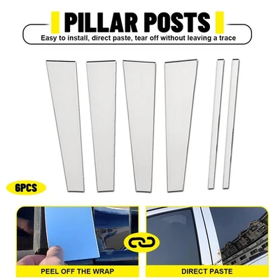Cubierta de moldura de ventana de puerta con poste de pilar cromado 6 piezas para Lincoln Navigator 1997-2017 Foto 1 de 4