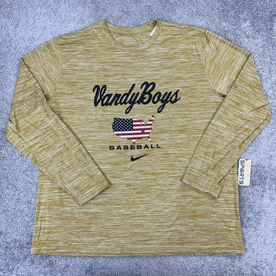 Vanderbilt Commodores Shirt Long Sleeve Mens 2XL Gold Baseball Nike Dri Fit PE - Image 1 of 4
