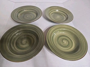 Royal Norfolk Greenbrier Schüssel grüner Wirbel Spirale brauner Rand 8,5 Zoll 4er Set. - Bild 1 von 21