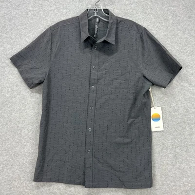 Camisa Vuori Para Hombres Mediana Carbón Flechas Puente Manga Corta Botón Elastizado NUEVA Foto 1 de 4