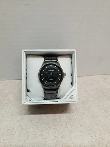 New  Geneva Diamond Men's Quartz Watch Gunmetal Tone - Picture 1 of 4