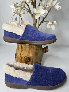 Vionic Clare Hausschuhe Damen blau Größe 6,5 Kunstfell kuscheliger Samt - Bild 1 von 9