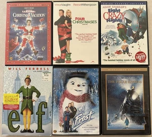 6 holiday movie DVD's - Christmas Vacation - Elf - Jack Frost  The Polar Express - Imagen 1 de 2