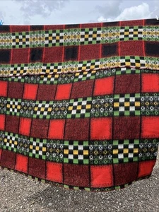 Vintage Tetem Blanket Checked Geometric Reversible Wool Throw 61x78” Great Retro - Picture 1 of 8