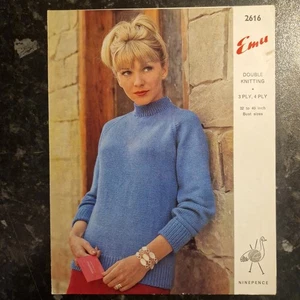Vintage Knitting Patterns - Emu #2110 - Ladies Sweater - VGC - Picture 1 of 4