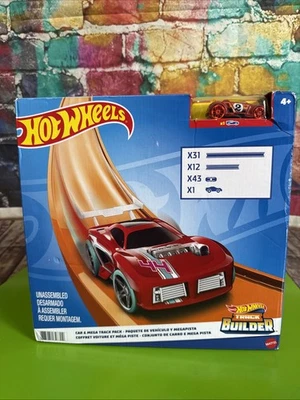 Hot Wheels Toy Car Track Set, Mega Pack, 87 Component Building Parts... BOX DAMG - Image 1 of 4