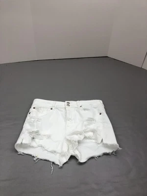 Pantalones Cortos American Eagle Para Mujer 10 Blancos Denim Desgastados Dobladillo Deshilachado Corte Elástico Foto 1 de 4