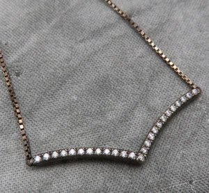 Pandora Ale Sterling Silver Vintage Necklace Clear Crystal 16 in Choker 823c - Picture 1 of 12