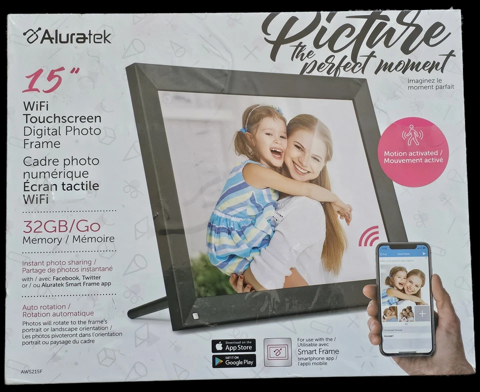 Aluratek 15 Inch Wifi Digital Picture Frame (NEW) - Image 1 of 2