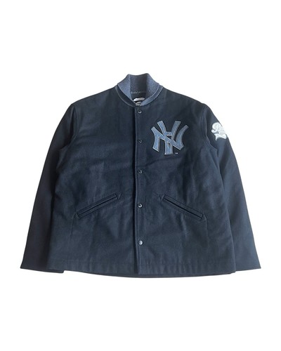 A BATHING APE (BAPE) Bape x Quartiere 2001 Bro. Giacca di lana trapuntata con cappuccio taglia L A scimmia da bagno blu navy