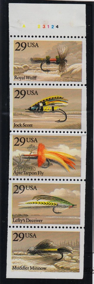 1991 Fishing Flies folded MNH pane Sc 2549a very scarce plate number A23124 - Image 1 of 1