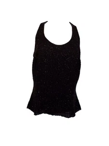 Bieff Basix black silk beaded racerback tank top size 12 - Picture 1 of 6